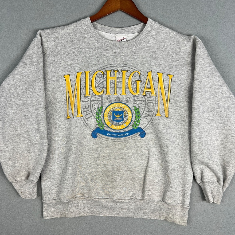 VTG University of Michigan Sweatshirt Fits M Heather Gray 1990s U of M‎ USA